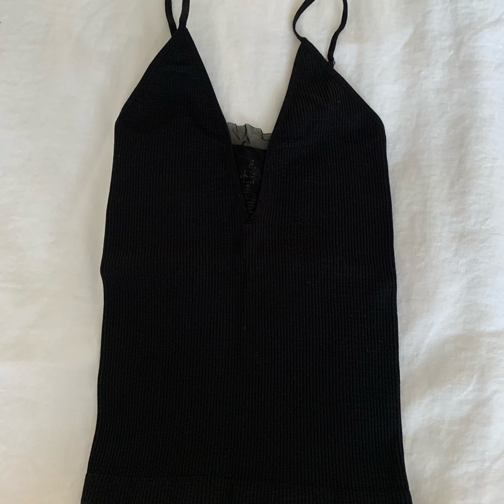 Free People stretch ribbed tank with mesh
